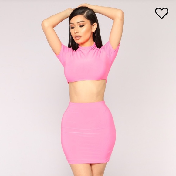 Kim K inspired 2 piece Neon Pink - Picture 1 of 5